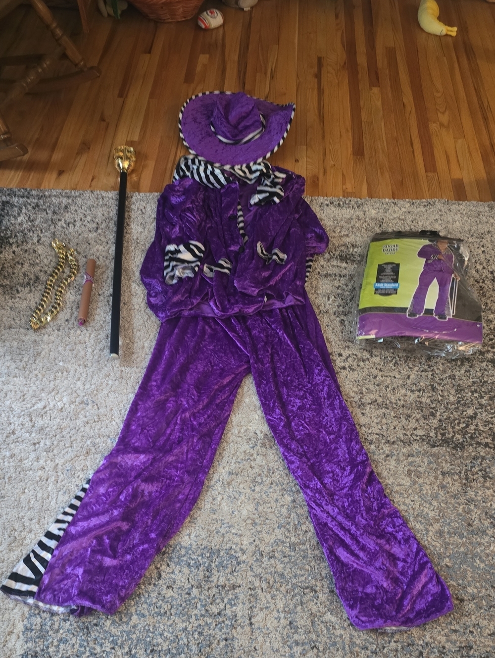 Adult Purple Pimp Costume with Zebra Trim